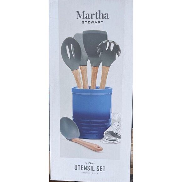 Martha Stewart Collection 5-Pc. Kitchen Utensil Set with Stoneware Crock - Picture 1 of 3